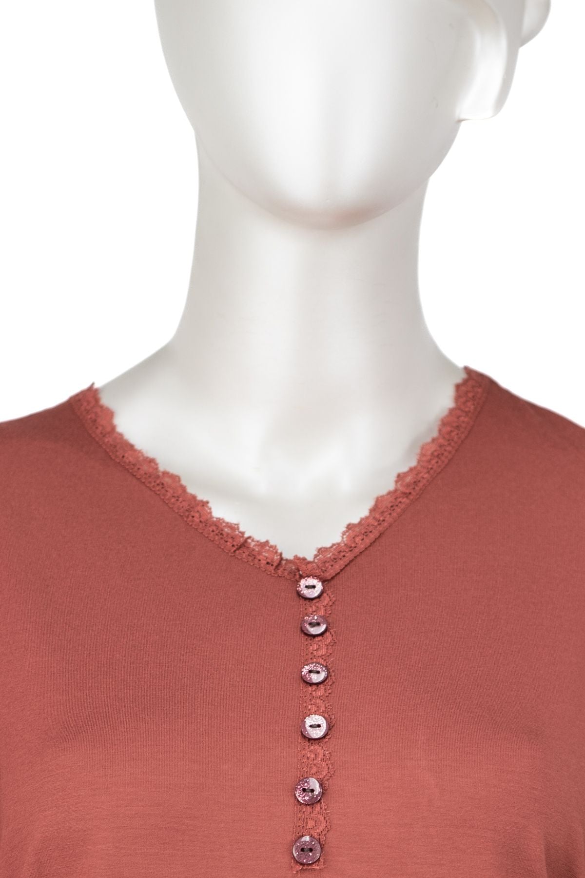 Kadın Turlu Viskon Penye Kumaş Anne Bluz Şık Fırfırlı V Yaka Normal Kesim Tam Kalıp Likralı